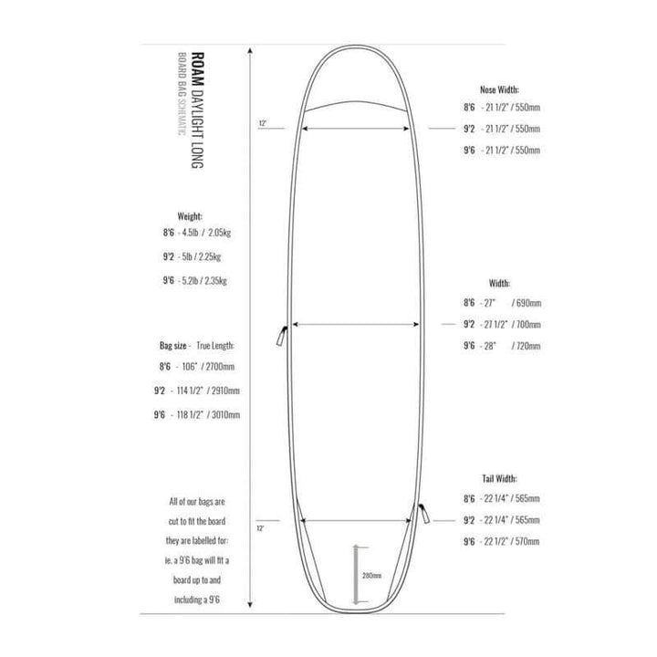 Roam Daylight Longboard Boardbag 9'2'' - silver/black/blue