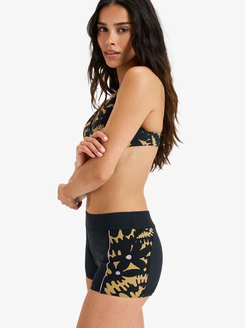 Roxy Bikini Bottom Active Short - anthracite big flowers