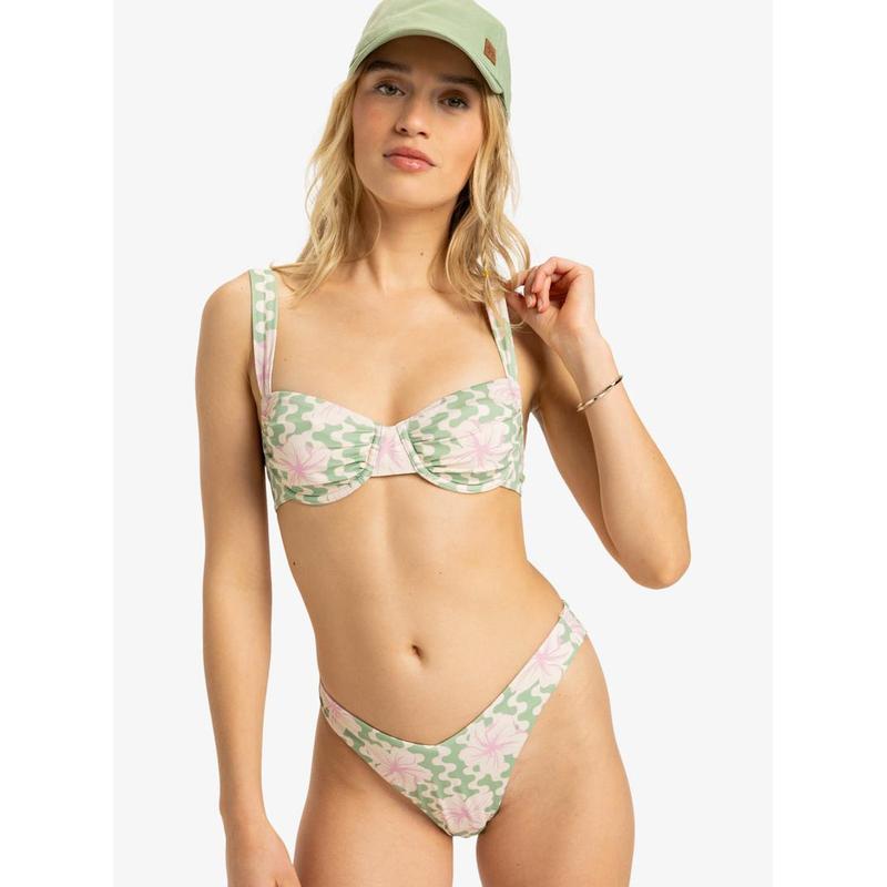 Roxy Bikini Bottom Hibiscus Daze Cheeky - Basil Party Waves