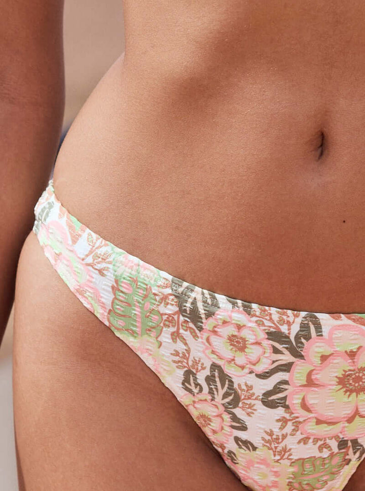 Roxy Damen Bikini Bottom Canarias - Oil Green Wild Flower Swim