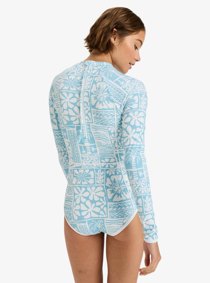 Roxy Damen Bodysuit Langarm Flowers Wave - Sky Blue Surfenirs