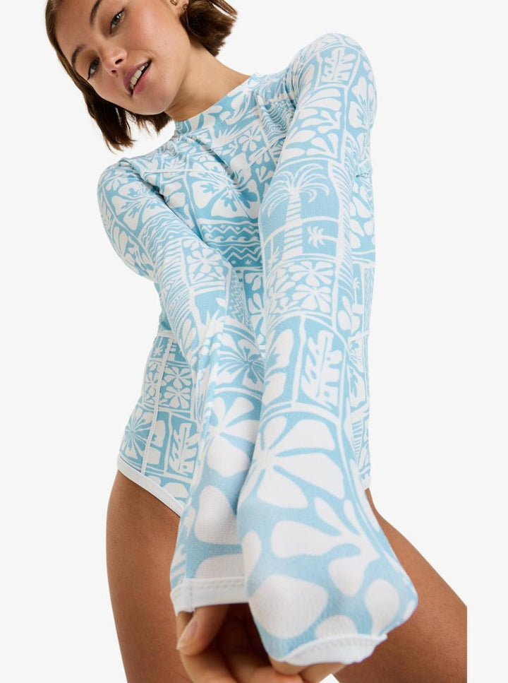 Roxy Damen Bodysuit Langarm Flowers Wave - Sky Blue Surfenirs