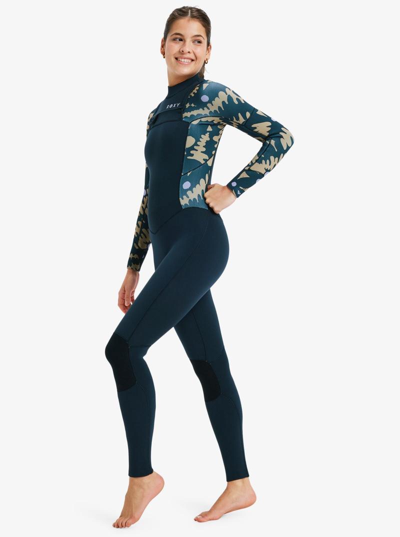 Roxy Damen Neoprenanzug 4/3mm Swell Natural Chestzip - Black Flora
