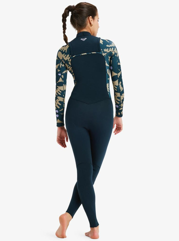 Roxy Damen Neoprenanzug 4/3mm Swell Natural Chestzip - Black Flora