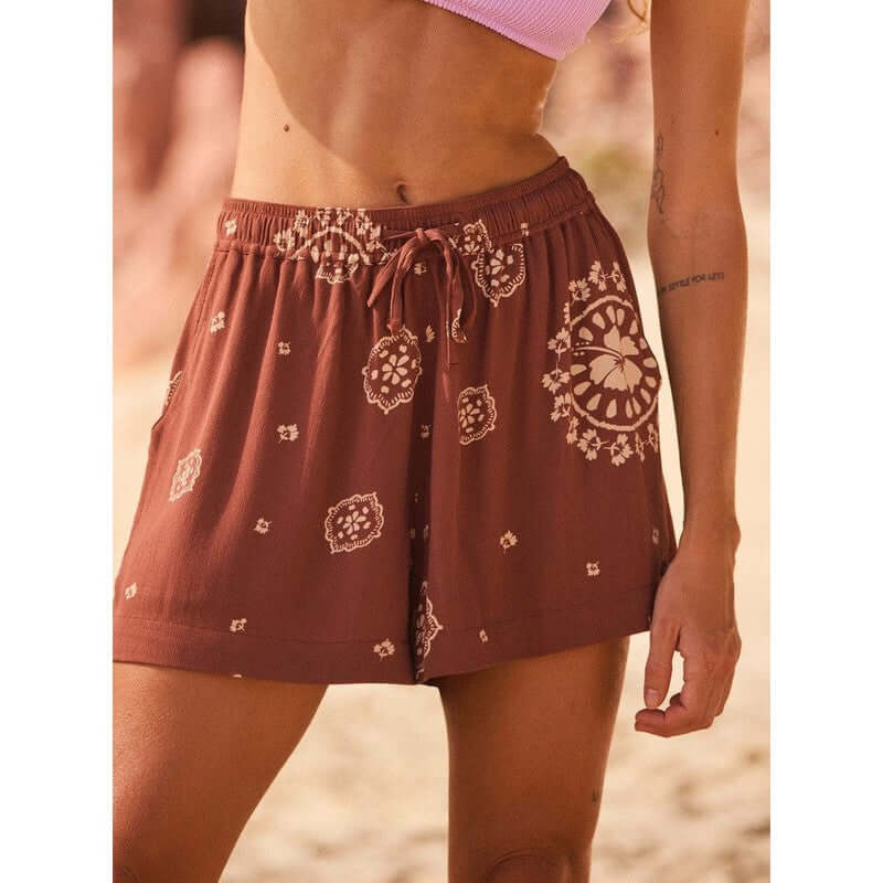 Roxy Damen Shorts Lekeitio Break - Root Beer Bacan Bandana