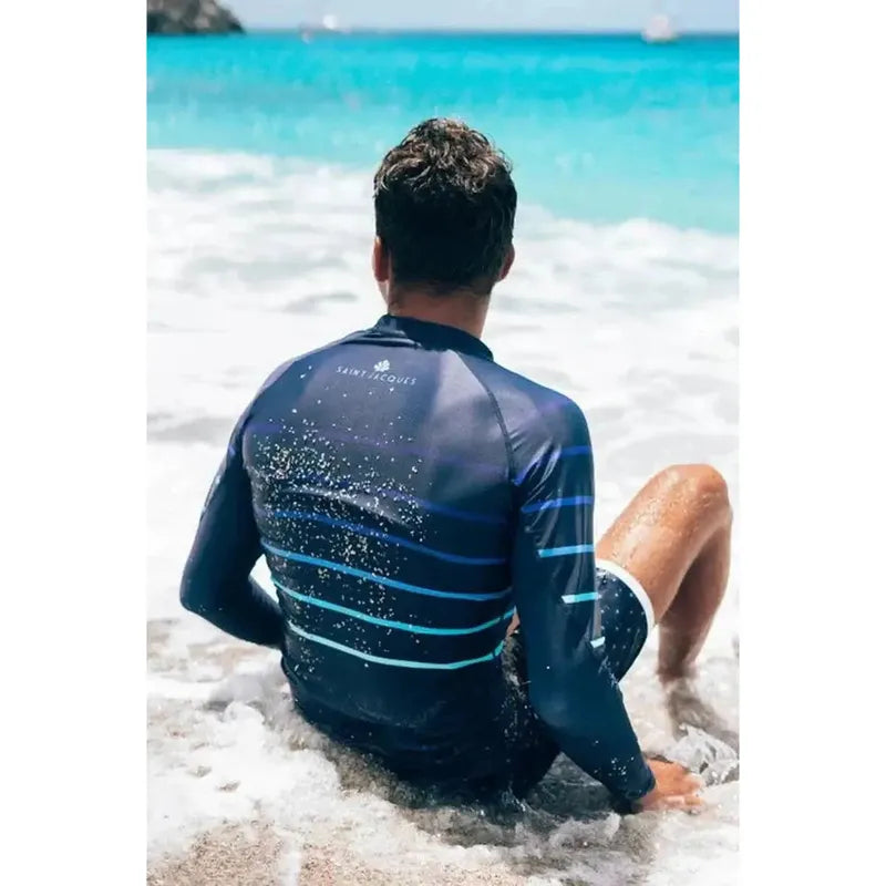 Saint Jacques Herren Lycra Stripes Langarm - Blau