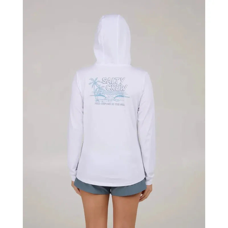 Salty Crew Damen Lycra Hooded A-Frame, langarm - white