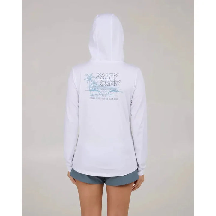 Salty Crew Damen Lycra Hooded A-Frame, langarm - white