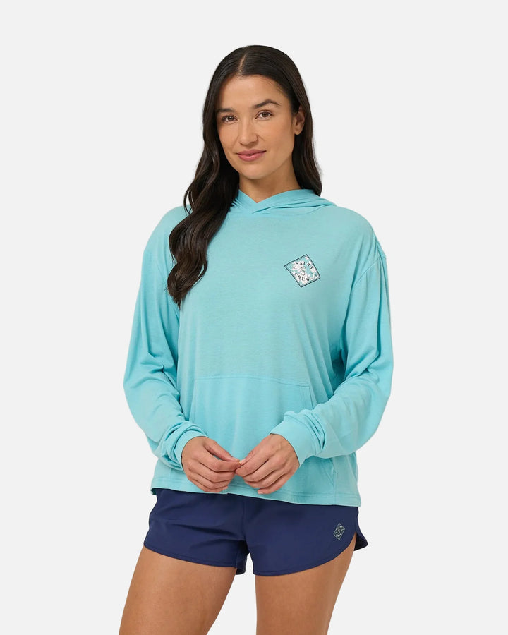 Salty Crew Damen Lycra Langarm Tippet Fill Tech Hoody - Aquamarine