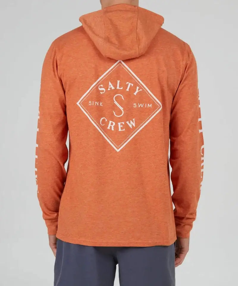 Salty Crew Herren Pullover Tippet Pocket Hood Tech Tee - Rust