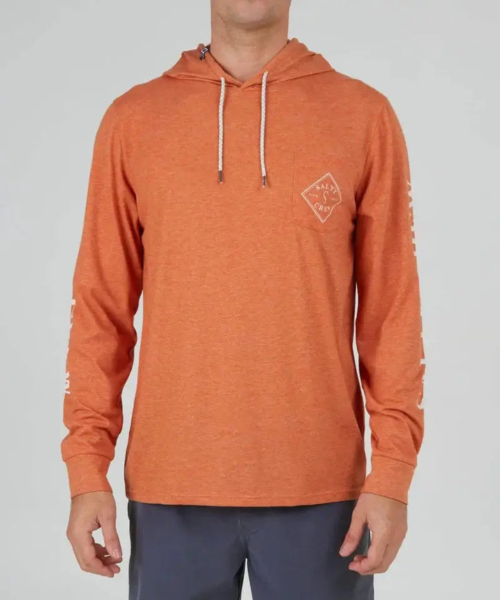 Salty Crew Herren Pullover Tippet Pocket Hood Tech Tee - Rust