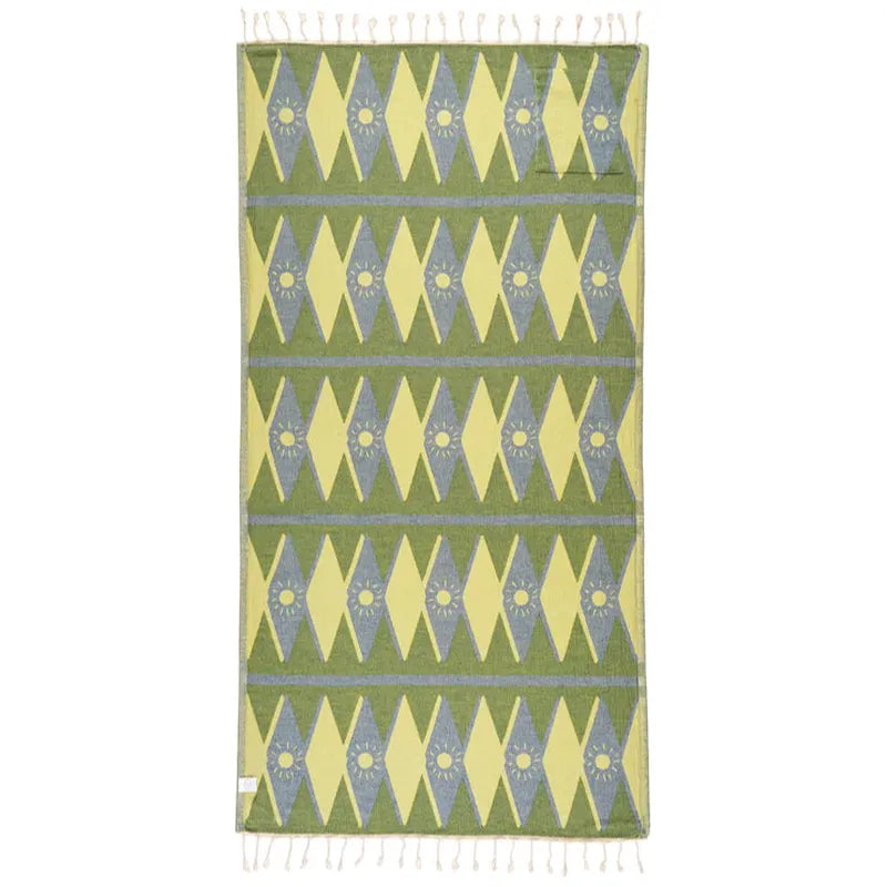 Sand Cloud Badetuch Tartan With Zip Pocket - lime