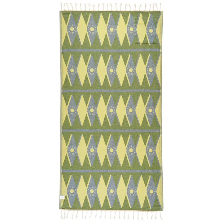 Sand Cloud Badetuch Tartan With Zip Pocket - lime