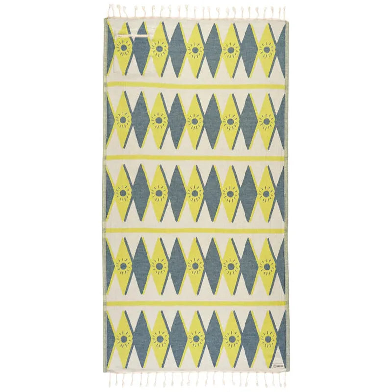 Sand Cloud Badetuch Tartan With Zip Pocket - lime
