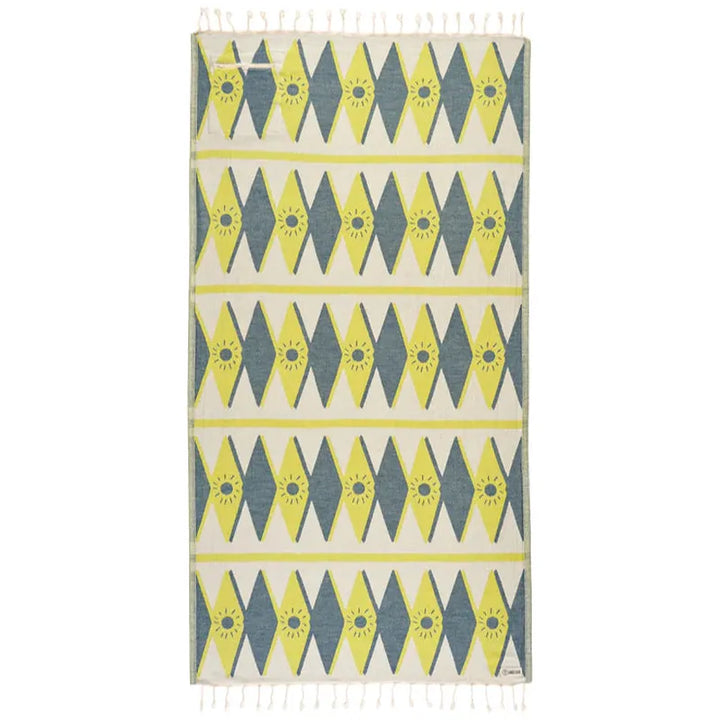 Sand Cloud Badetuch Tartan With Zip Pocket - lime