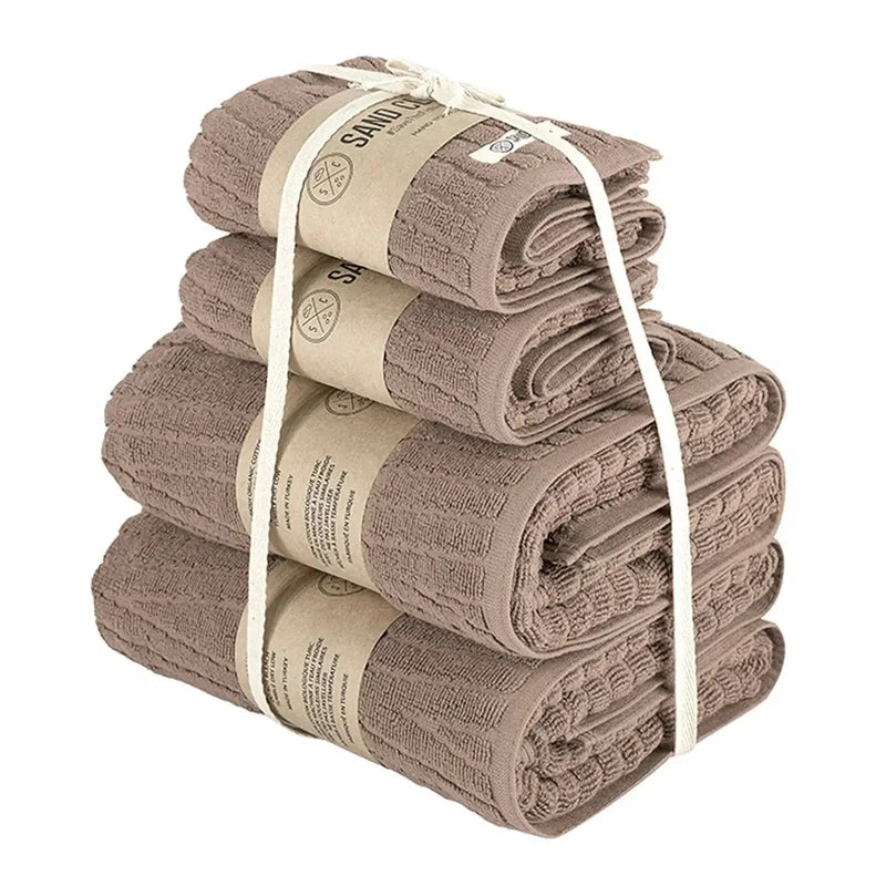 Sand Cloud Bath Bundle - 4 Pack (2 Bath + 2 Hand) Taupe