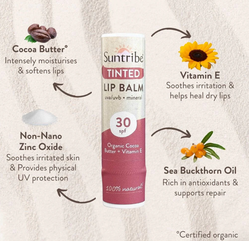 Suntribe Mineralischer Bio-Lippenbalsam Getönt LSF 30