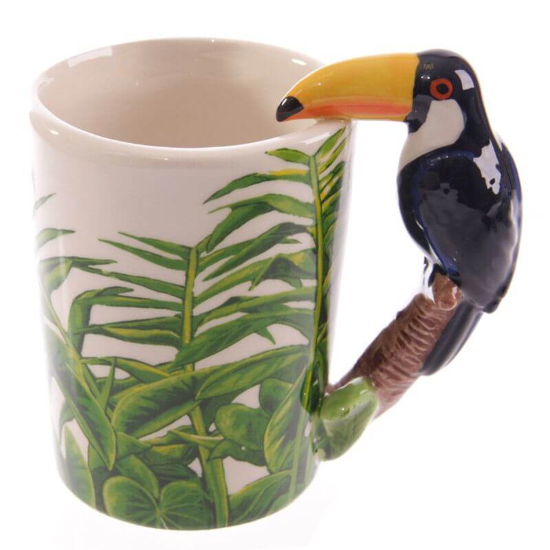 Tasse aus Keramik mit geformtem Henkel Jungle Explorer Tucan