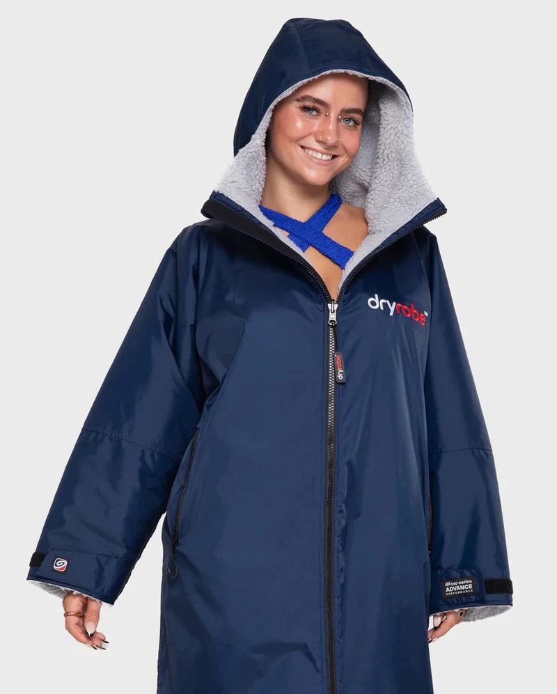 dryrobe Poncho Advance Langarm - Navy /Grey