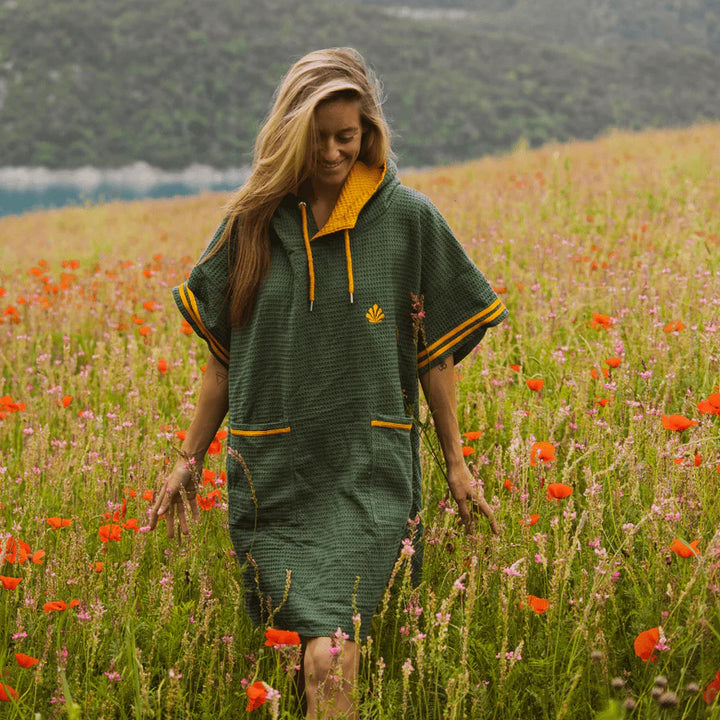 Saint Jacques Poncho Waffle - kaki / mustard