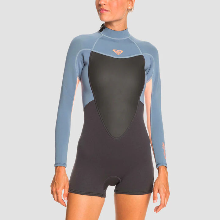 Roxy Damen Shorty Prologue Back Zip - Cloud Black/Powdered Grey/Sunglow