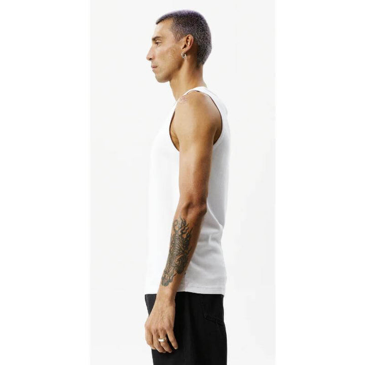 Afends Herren Tanktop Paramount Recycled Ribbed Singlet - white