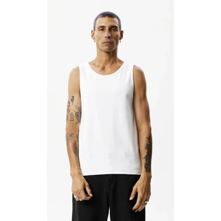 Afends Herren Tanktop Paramount Recycled Ribbed Singlet - white