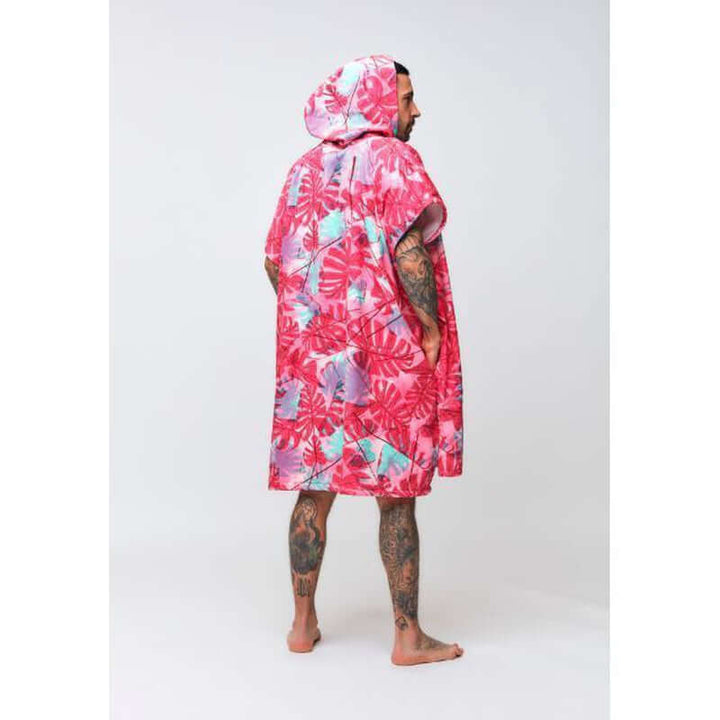 After Essentials Poncho Big Leaves - burnt pink