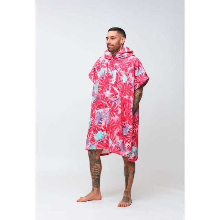 After Essentials Poncho Big Leaves - burnt pink