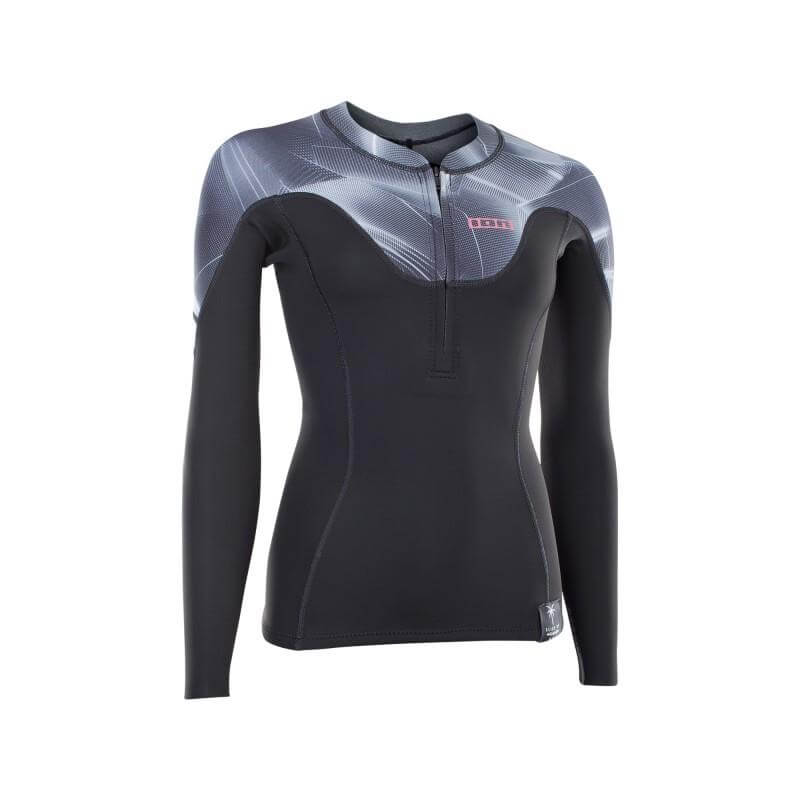 ION Damen 1.5mm Neo Zip Top, langarm - laser black