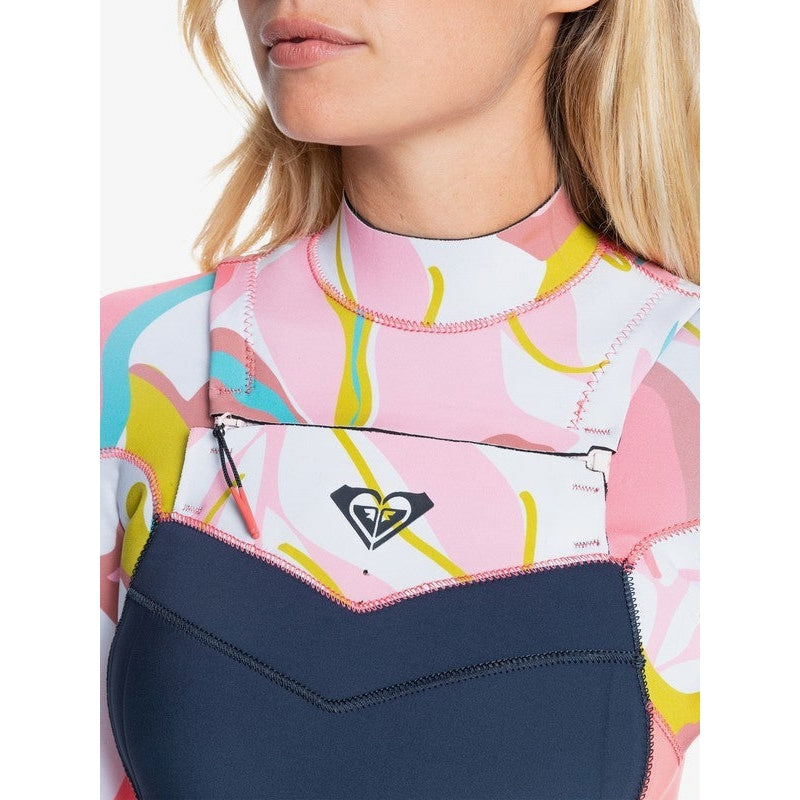 Roxy Damen Neoprenanzug Syncro 4/3mm Chestzip - Jet Grey/Coral/Temple