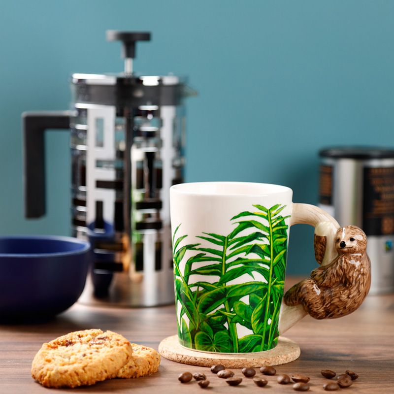 Tasse aus Keramik mit geformtem Henkel Jungle Explorer - Faultier